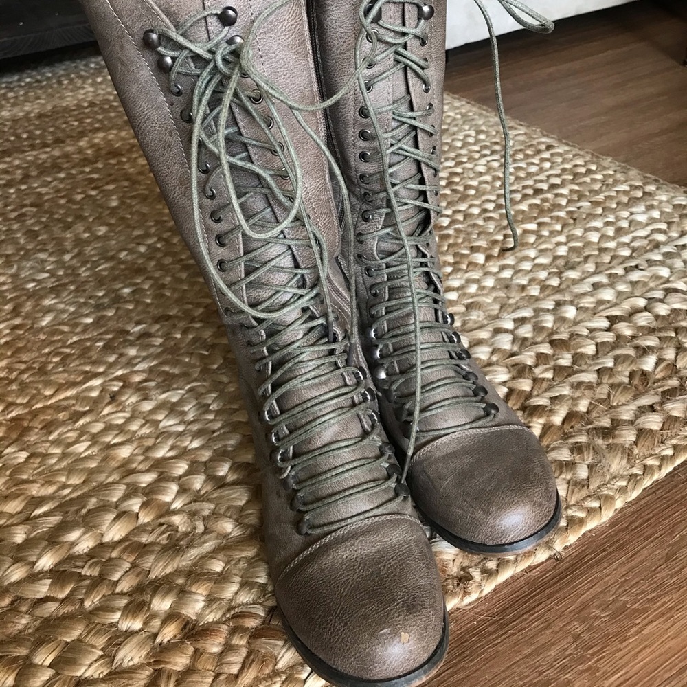 Breckelle Lace Up Knee High Boots